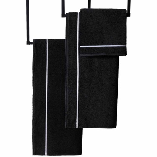 M&S X Kelly Hoppen Beretta Stitch Bath Sheet, Black/White