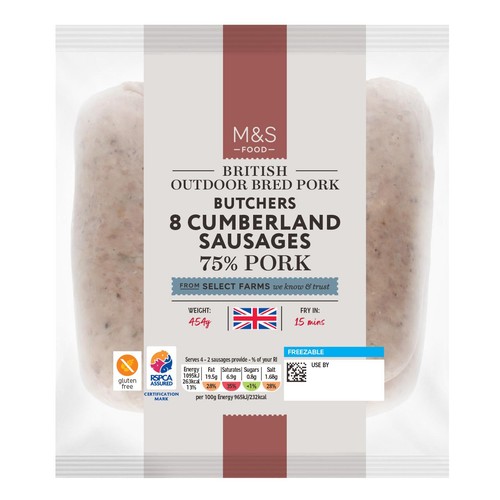 M&S Butchers 8 Cumberland Pork Sausages