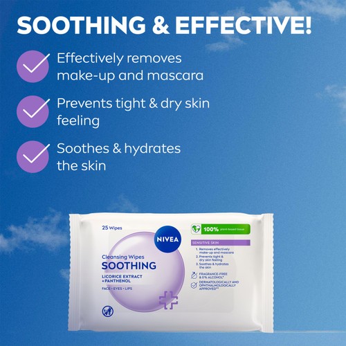NIVEA Biodegradable Sensitive Cleansing Face Wipes