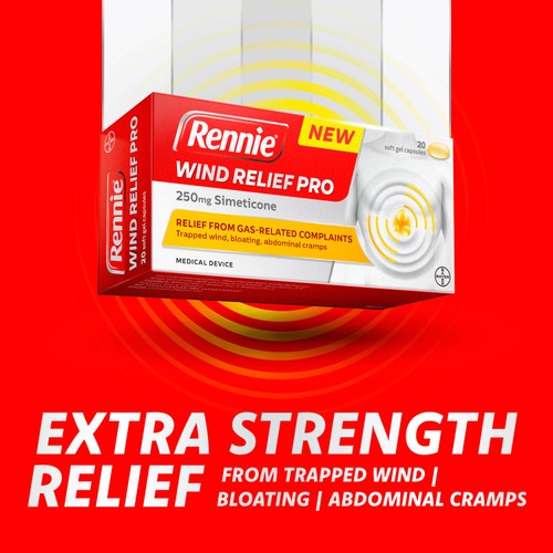 Rennie Wind Relief Pro 250mg Simeticone Capsules