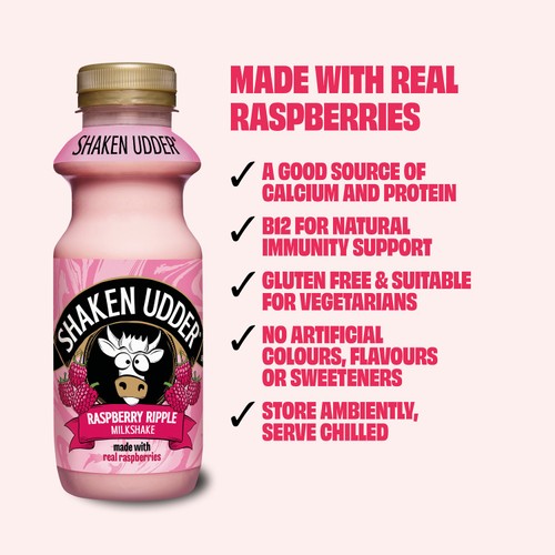 Shaken Udder Raspberry Ripple Flavoured Milkshake