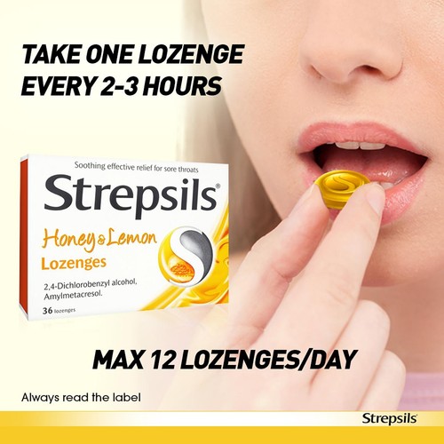Strepsils Honey & Lemon Lozenges for Sore Throat 