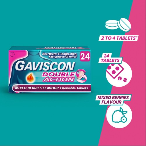 Gaviscon Double Action Tabs Heartburn Indigestion Mixed Berry