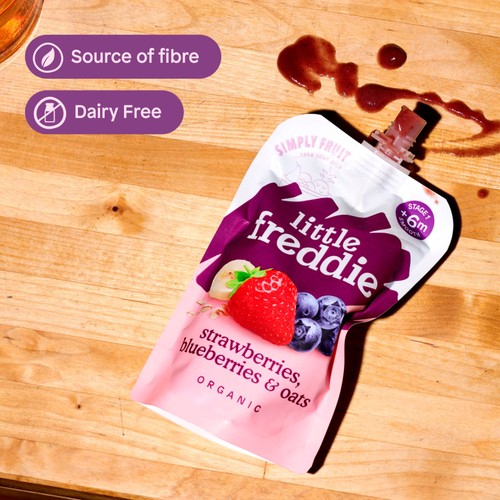 Little Freddie Strawberry, Blueberry & Oats Baby Food Pouch 6+ Months