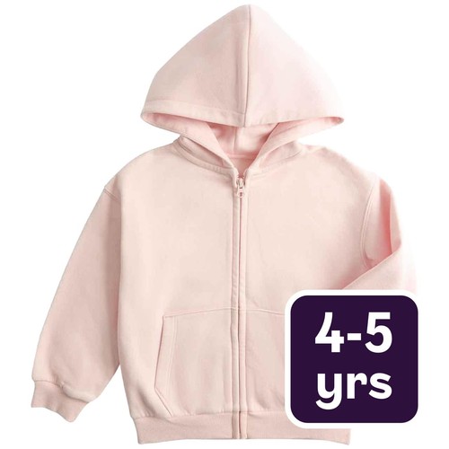 M&S Cotton Rich Zip Hoodie, 4-5 Years, Light Pink