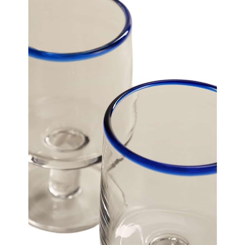 M&S Contrast Rim Wine Glasses, Blue