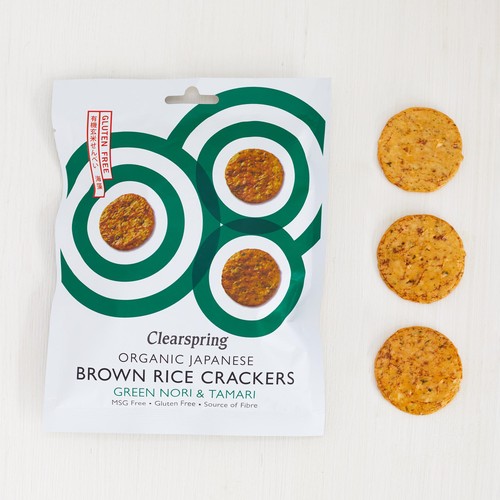 Clearspring Organic Japanese Brown Rice Crackers - Green Nori & Tamari