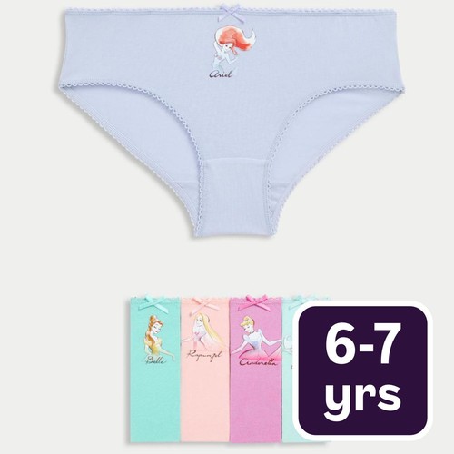M&S Girls Disney Princess Knickers, 6-7 Years, Multi
