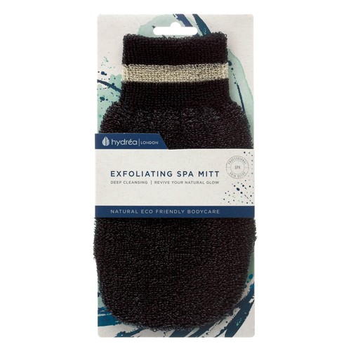 Hydrea London Black Exfoliating Spa Mitt, Medium/Hard Texture