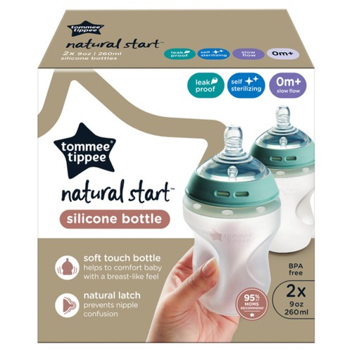 Tommee Tippee Natural Start Silicone Bottle 2 x 260ml pack