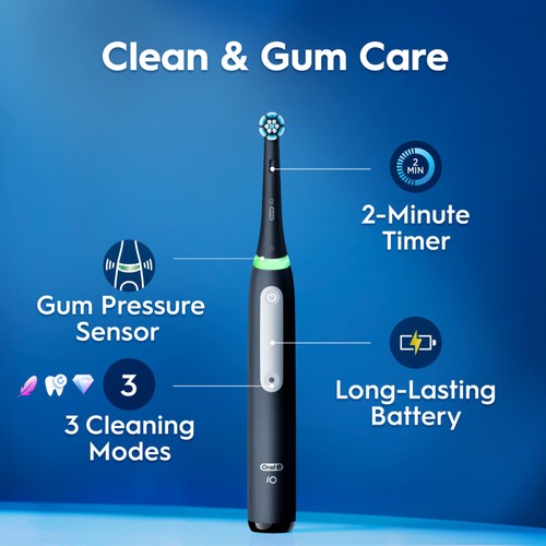 Oral-B iO3 Black & Blue Electric Toothbrush Duo Pack + Travel Case)