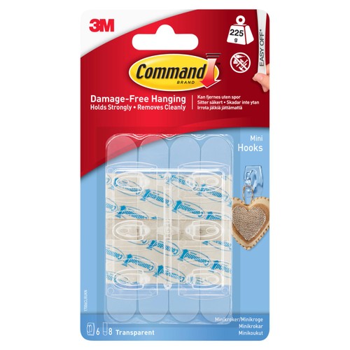 Command Mini Clear Hooks with Clear Strips