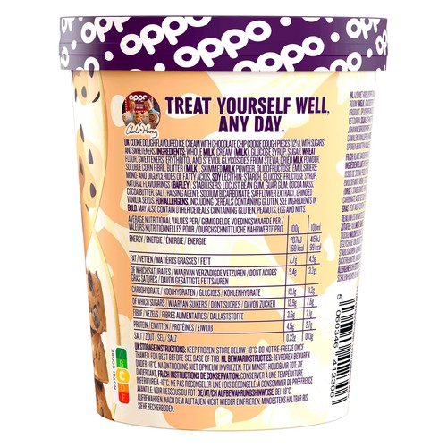 Oppo Chocolate Chip Cookie Dough Low Calorie Ice Cream Tub