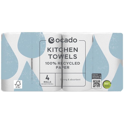 Ocado Kitchen Towels 100% Recycled Paper