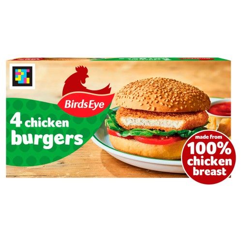 Birds Eye 4 Chicken Burgers with Golden Wholegrain