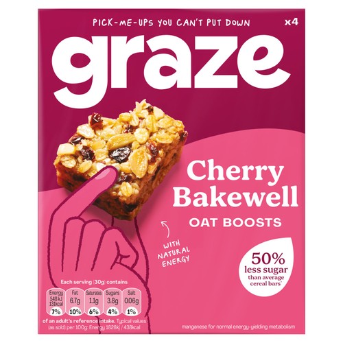Graze Cherry Bakewell Oat Boosts Flapjack Snack