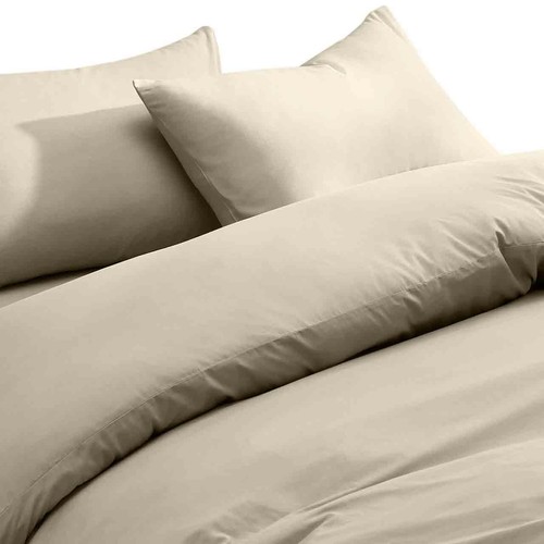 M&S Cotton Rich Bedding Set, Single, Light Cream