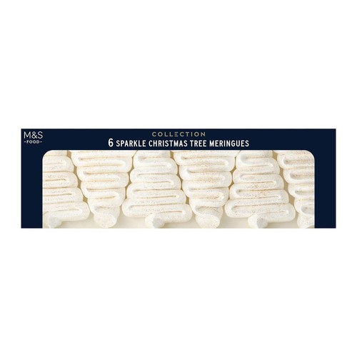 M&S Collections Hand Finished 6 Sparkle Christmas Tree Meringues