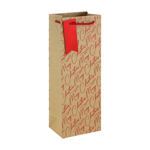 Kraft Red Christmas Bottle Bags 3 pack