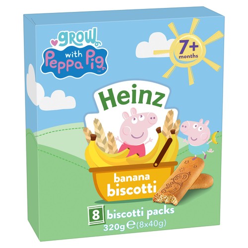Heinz Peppa Pig Banana Biscotti Baby Food Snacks 7+ Months Multipack
