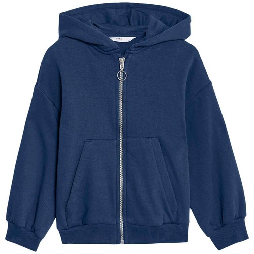 M&S Kids Cotton Rich Plain Hoodie, 4-5 Years, Indigo