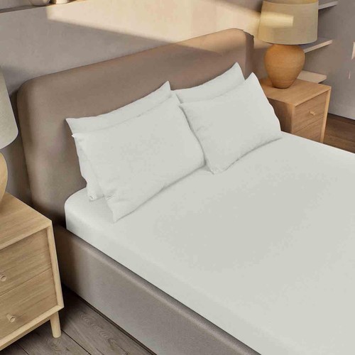 M&S Pure Brushed Cotton Fitted Sheet, Super King, White