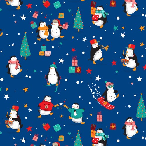 Penguins Christmas Rollwrap