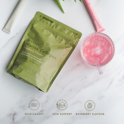 Sixways Marine Collagen Powder, Pure Wild Marine Collagen, Raspberry