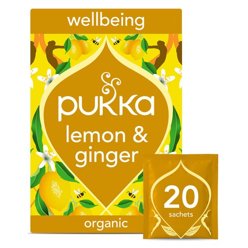 Pukka Organic Lemon, Ginger&Manuka Honey Tea x20 Compostable Herbal TeaBags