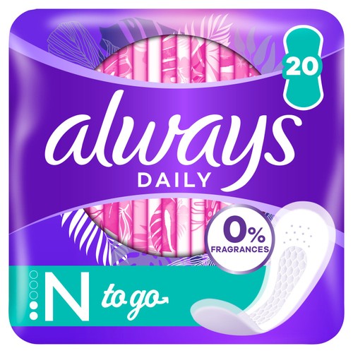 Always Dailies Fresh Liners Folded&Wrapped To Go Normal 20 Count