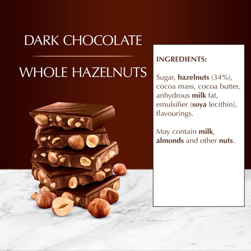 Lindt Les Grandes Hazelnuts Dark Chocolate Bar 
