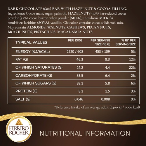 Ferrero Rocher 70% Dark Chocolate Bar