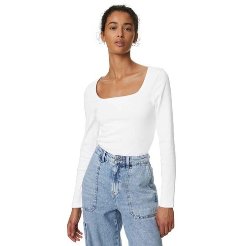 M&S Cotton Square Neck Slim Fit Top, 18, White