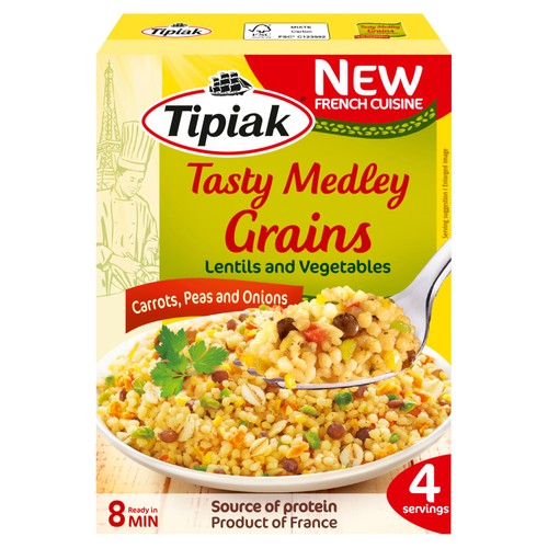 Tipiak Tasty Grains Wheat Barley Oats with Lentils Lupin & Vegetables, 2 x 100g