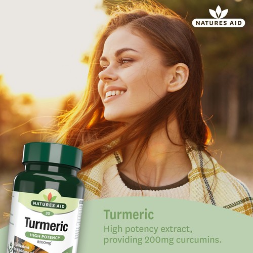 Natures Aid Superfoods Tumeric Supplement Capsules 8200mg