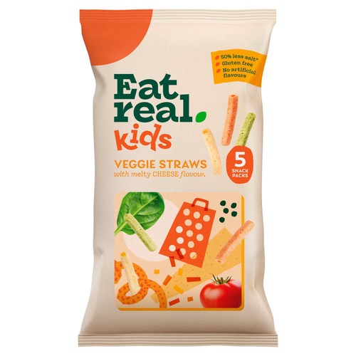 Eat Real Kids Multipack Cheese Flavour Veggie Straws Tomato Kale & Spinach 