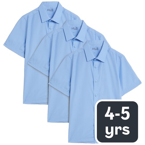 M&S Boys 3 Pack Regular Fit Shirt, 4-5 Y