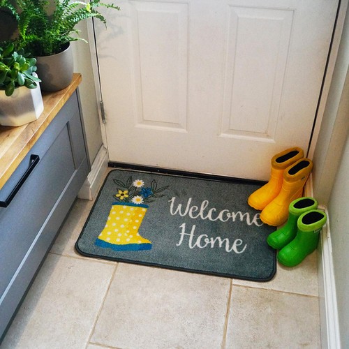 Mighty Mats Supersoft Washable Mat Welcome Home Wellies