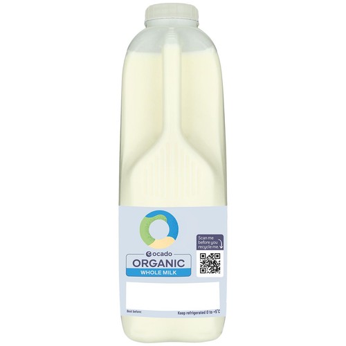 Ocado Organic British Whole Milk 2 Pints