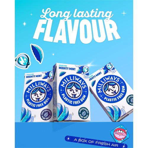 Milliways Mighty Mint, Plastic Free, Sugar Free Chewing Gum