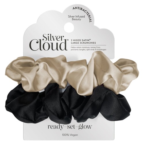 Silver Cloud 2 Mixed Large Satin Scrunchies