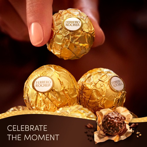 Ferrero Rocher Milk Chocolate Hazelnut Pralines Box of Chocolates,