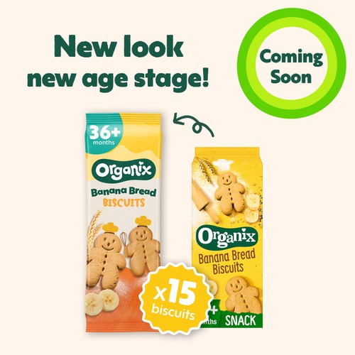 Organix Banana Bread Biscuits Toddler Snack 36+ Months