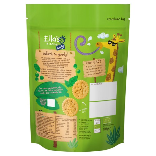 Ella's Kitchen Organic Safari Crackers Pea & Basil 18+ Months