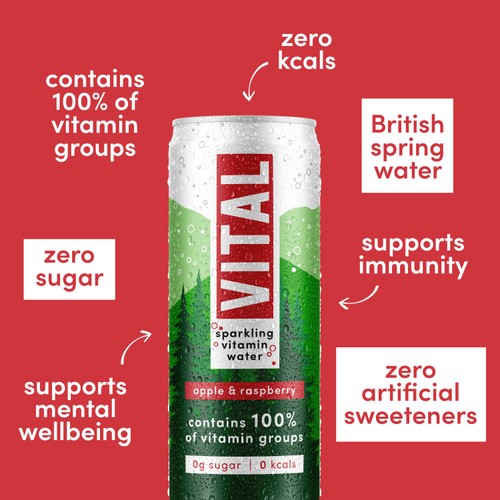 VITAL Drinks Sparkling Apple & Raspberry Vitamin Water