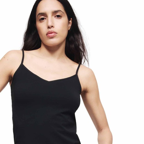 M&S Womens Cotton Rich Strappy Vests, 20, Black