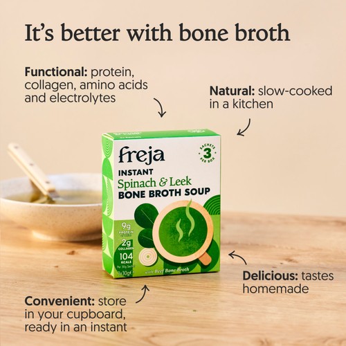 Freja Instant Spinach & Leek Bone Broth Soup