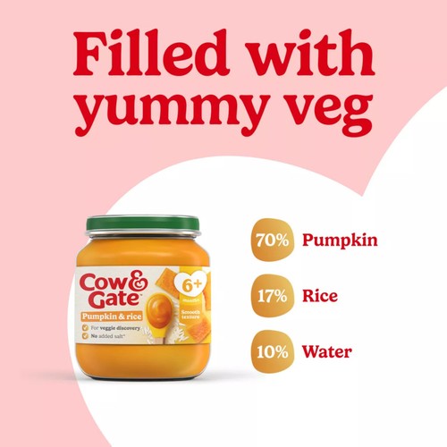 Cow & Gate Pumpkin & Rice Baby Food Jar 6+ Months