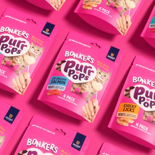 BONKERS Purrpops Freeze Dried Salmon Flavoured Lollipop Cat Treats