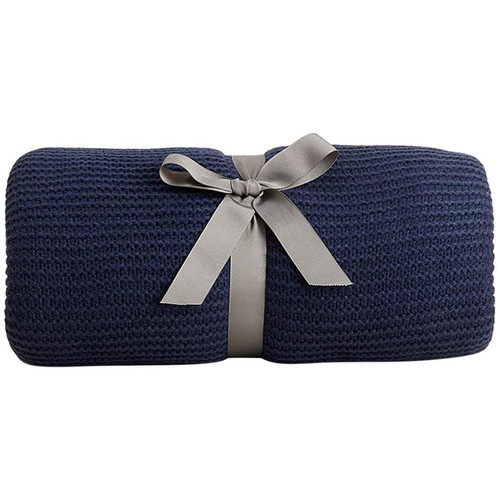 M&S Knitted Tassel Throw, Navy